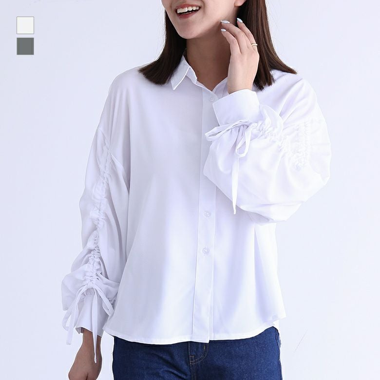 ブロード袖ドロストシャツ