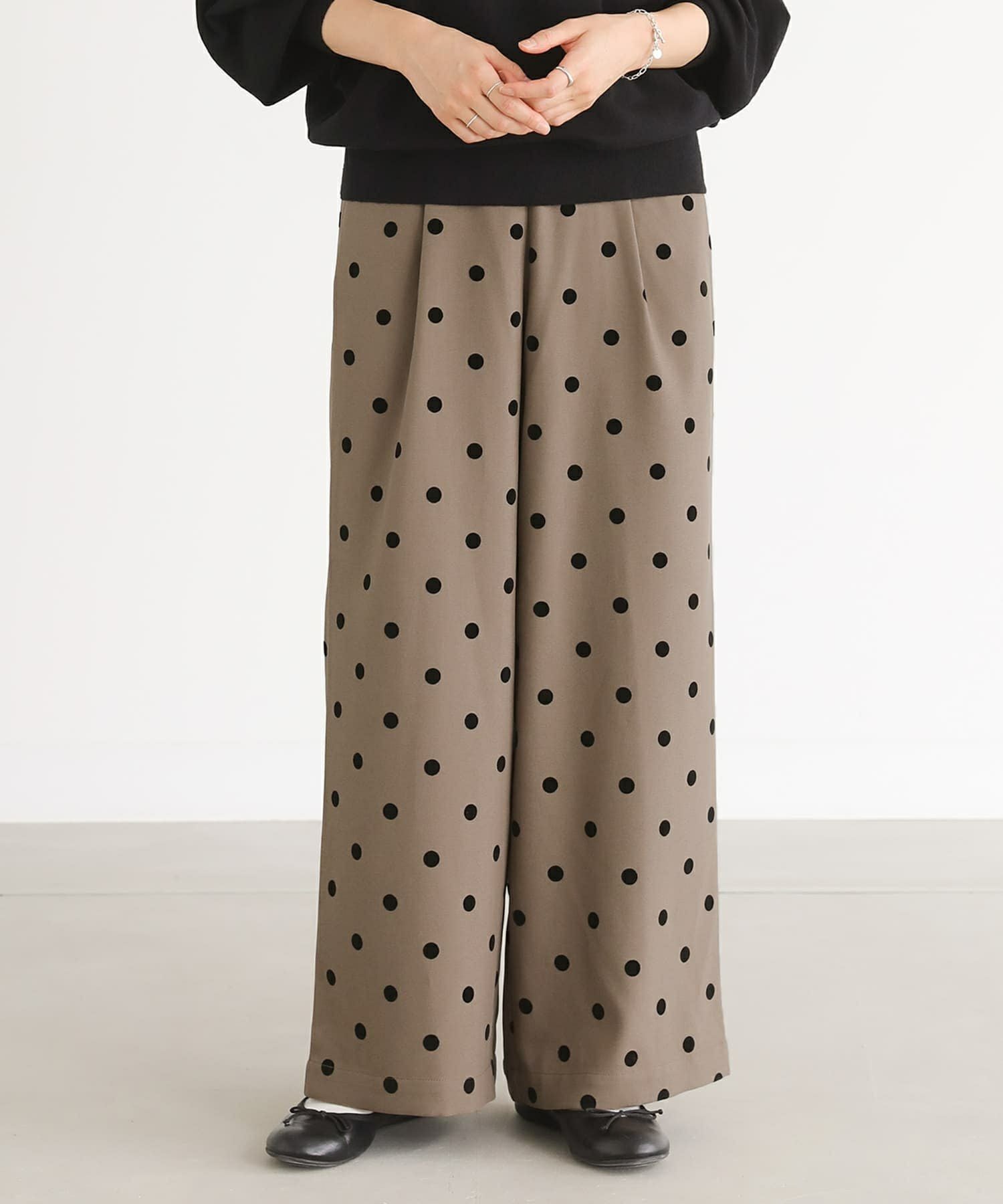 n'OrLABELフロッキードットワイドパンツ』