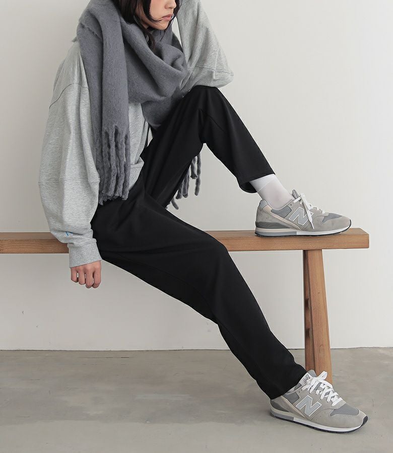 n'OrLABELカットジョーゼットタックテーパードパンツ』