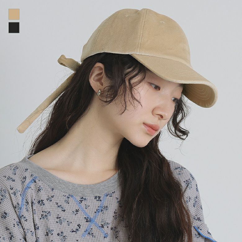 ベロアリボンキャップ