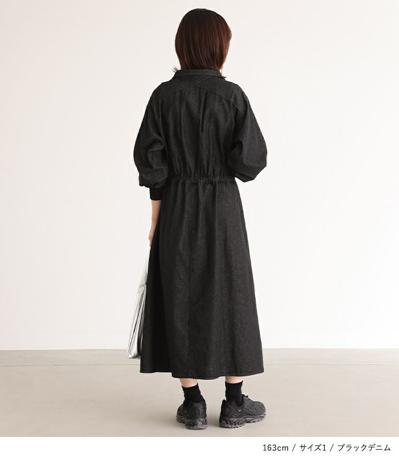 n'OrLABELハーフジップデニムワンピース』