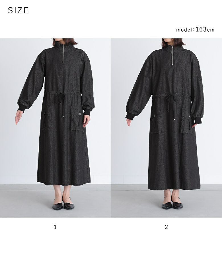 n'OrLABELハーフジップデニムワンピース』