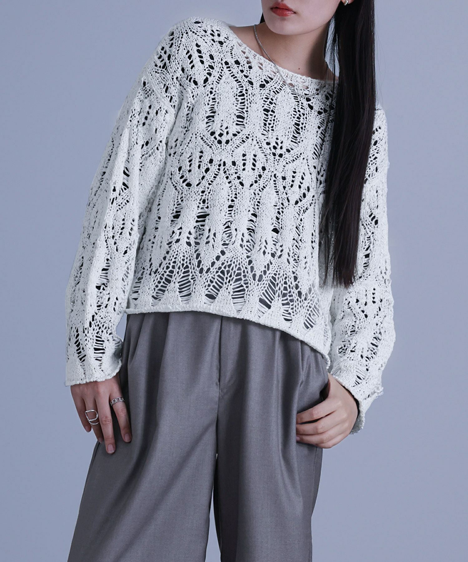 n'OrLABEL透かし柄編みニット』