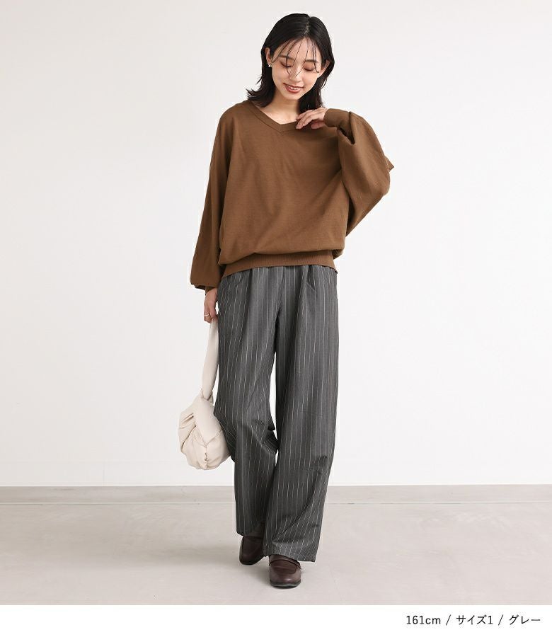 n'OrLABELピンストライプストレートパンツ』