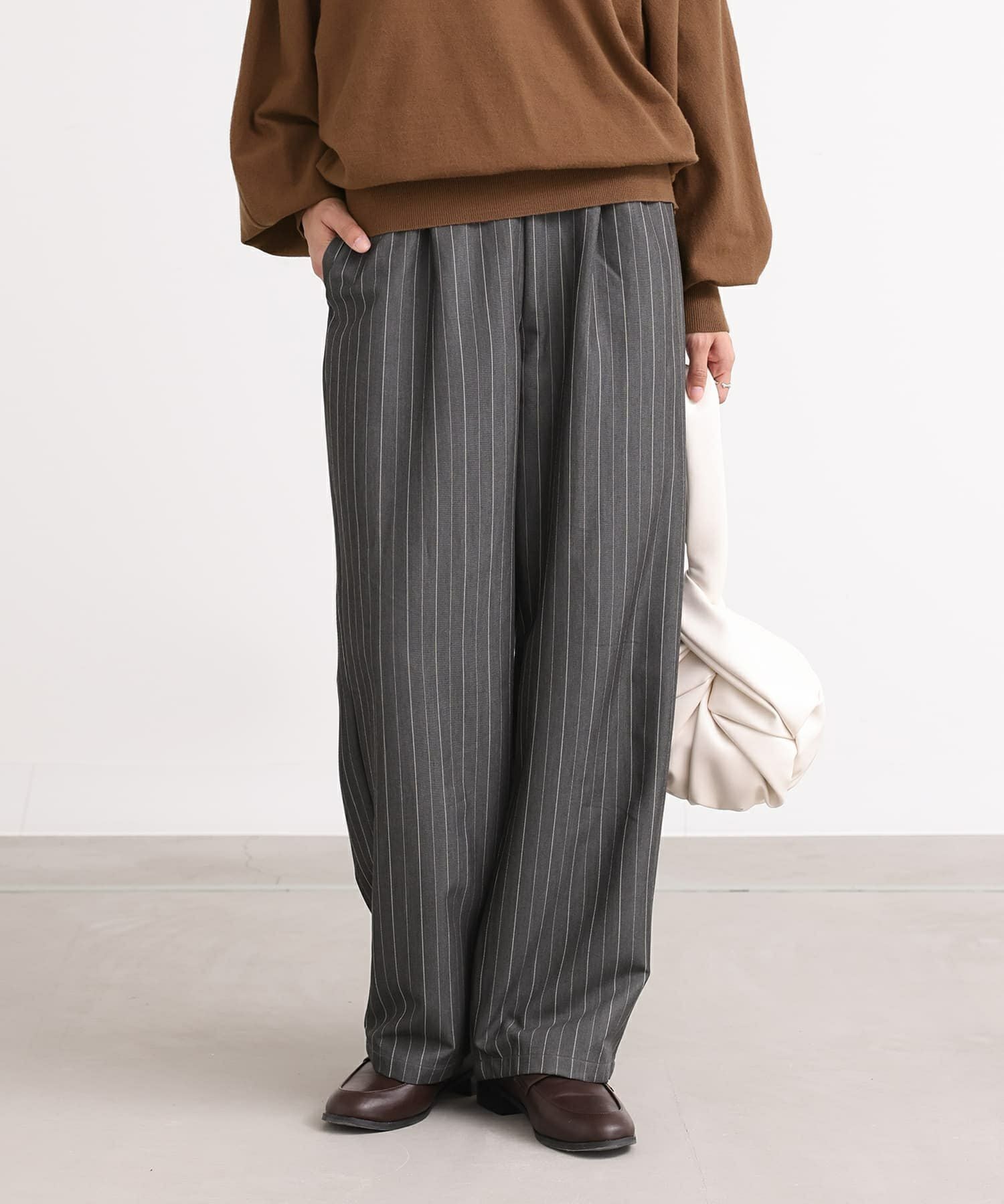 n'OrLABELピンストライプストレートパンツ』