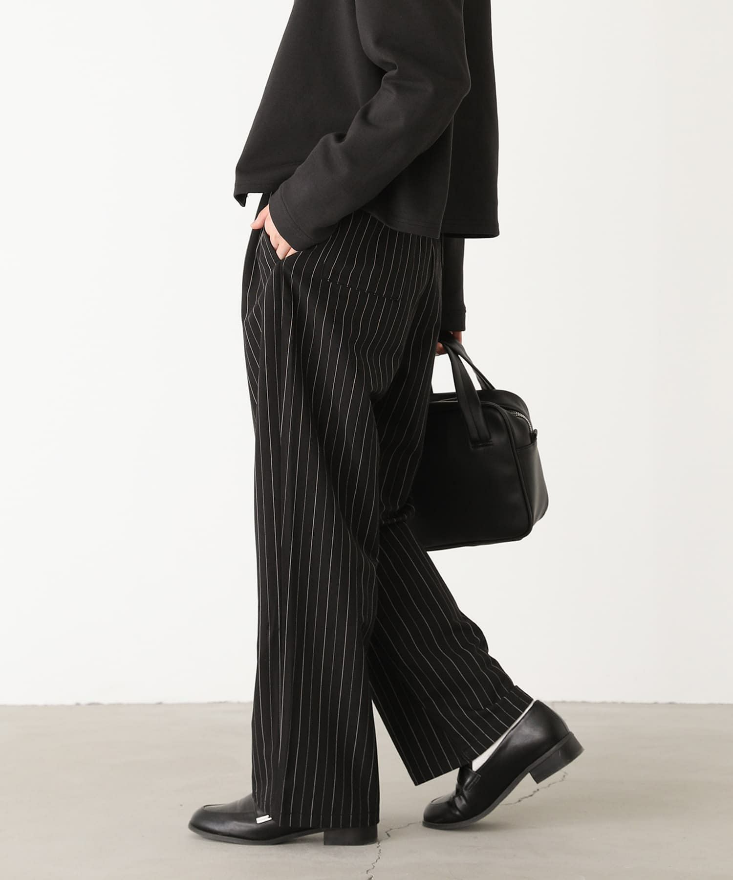 n'OrLABELピンストライプストレートパンツ』