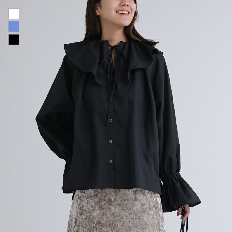 春服　BORDERS at BALCONY 長袖　Ｖネックフリルブラウス　完売品 BORDERS at BALCONY 長袖 Vネックフリルブラウス 完売品 BORDERS