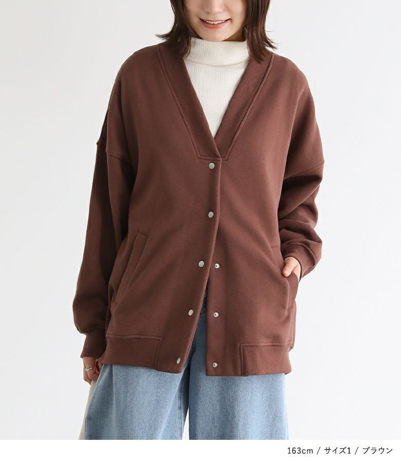 n'OrLABEL裏起毛スナップ釦カーディガン』