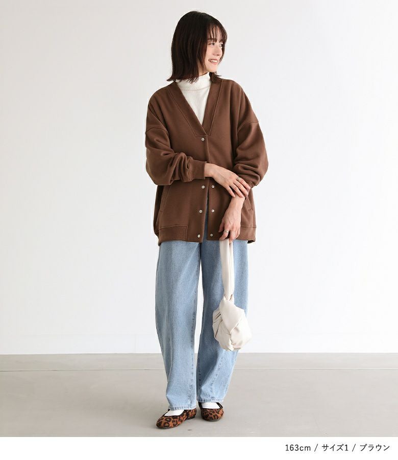 n'OrLABEL裏起毛スナップ釦カーディガン』