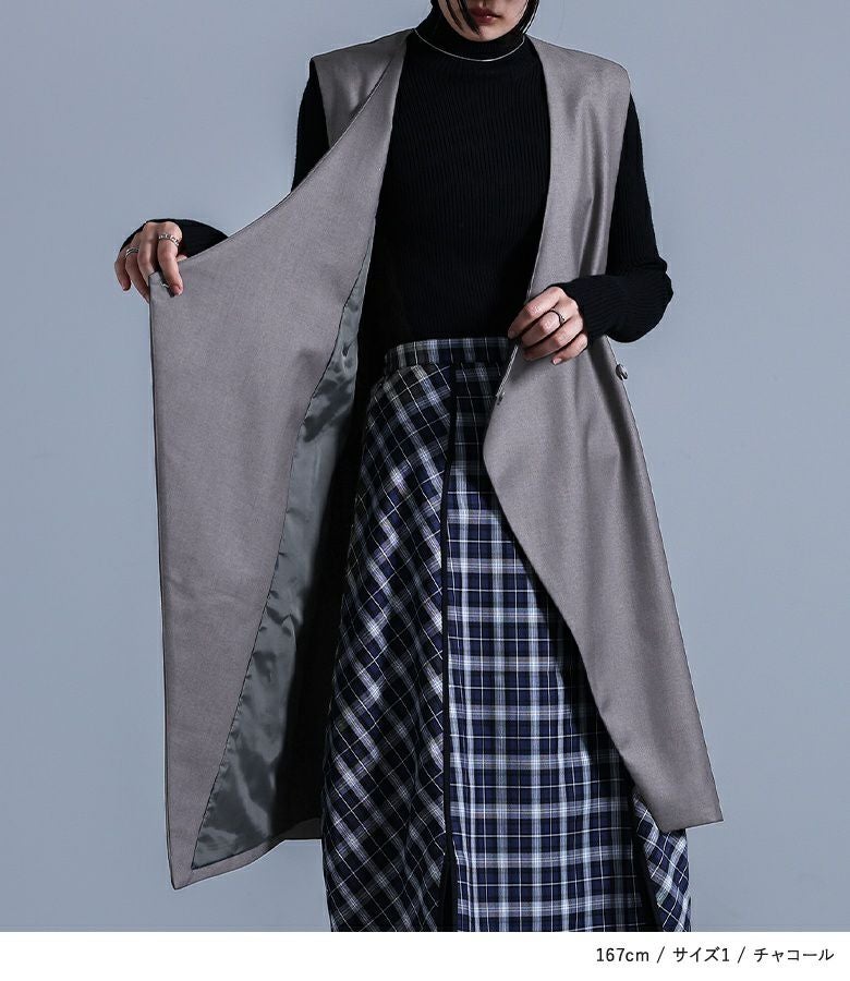 プリーツプリーズMONTHLY 3月 CHARCOALロングジレ PLEATS PLEASE ISSEY MIYAKE - プリーツプリーズMONTHLY 3月 CHARCOAL