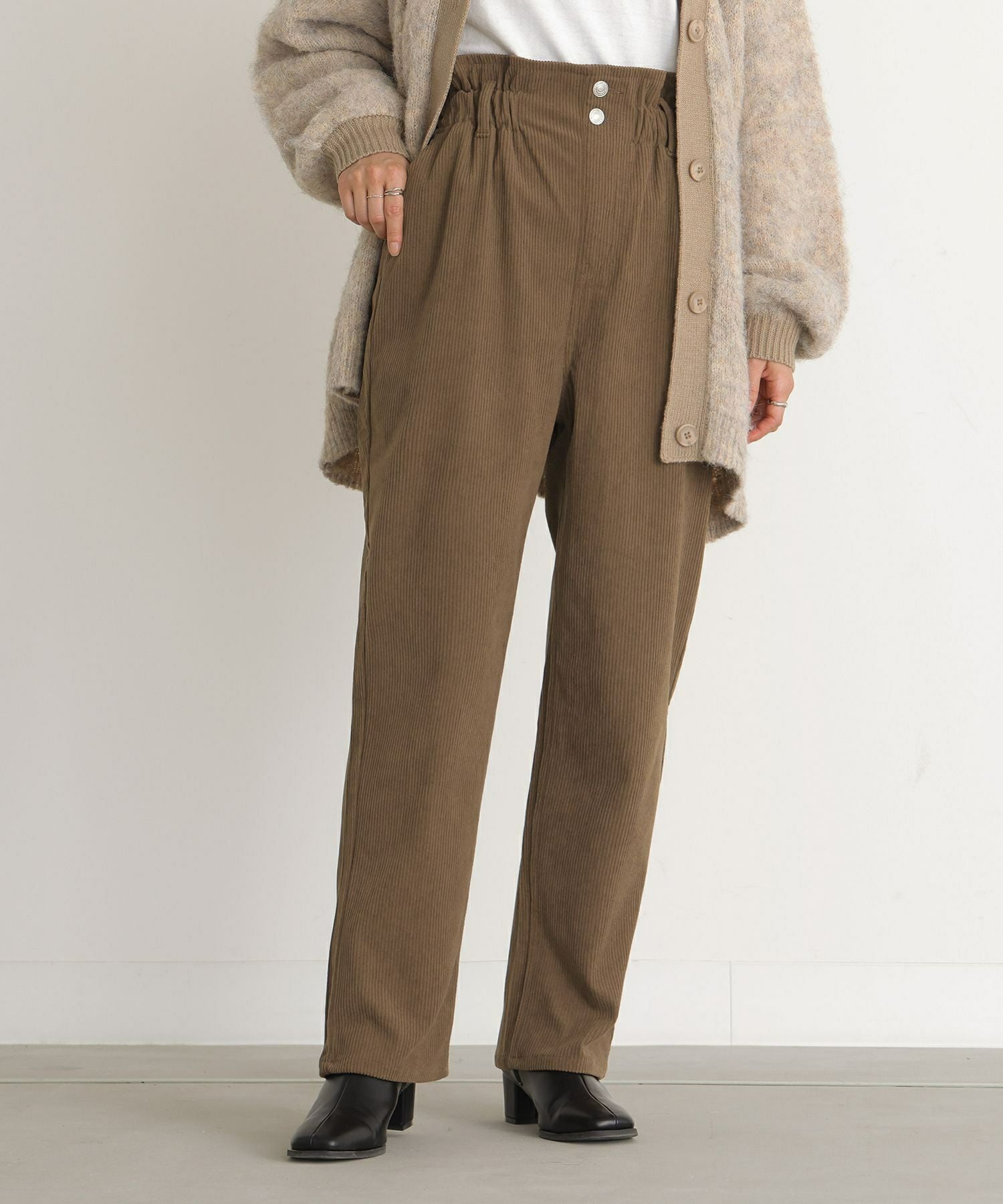 n'OrLABELストレッチコーデュロイテーパードパンツ』