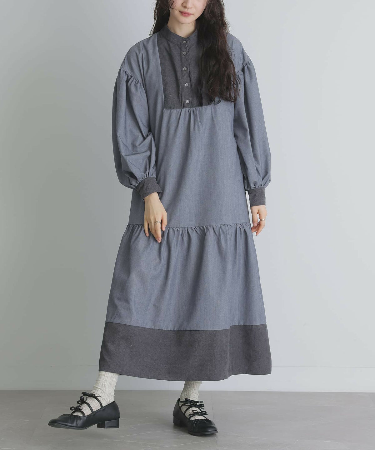 配色ティアードワンピース【SALE】 1 ブルー