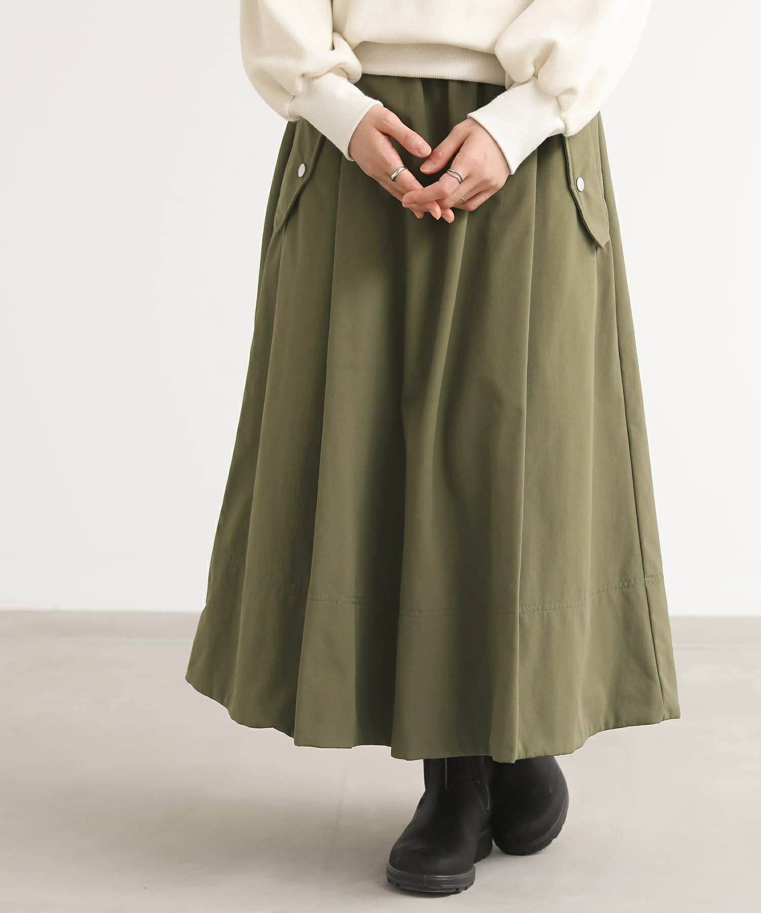 n'OrLABELナイロン裏フリースフレアスカート』