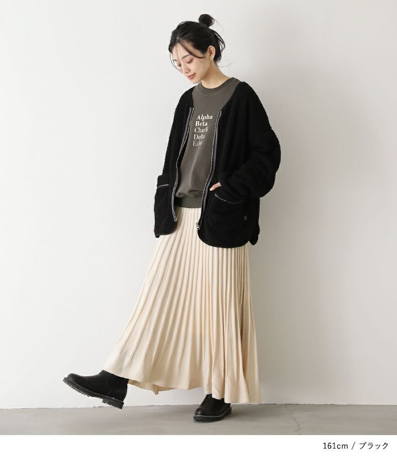 n'OrLABEL裏フリースボアジップカーディガン』