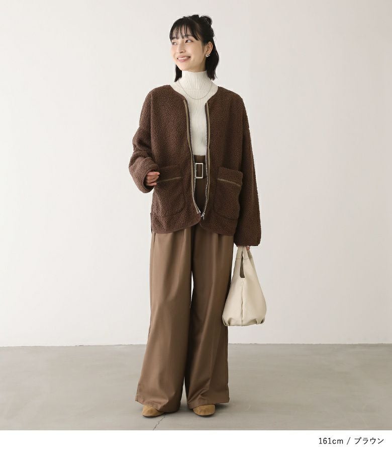 n'OrLABEL裏フリースボアジップカーディガン』