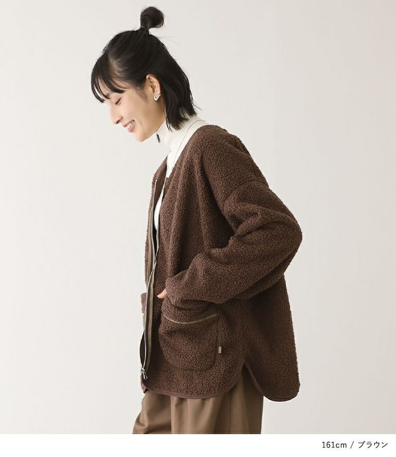 n'OrLABEL裏フリースボアジップカーディガン』