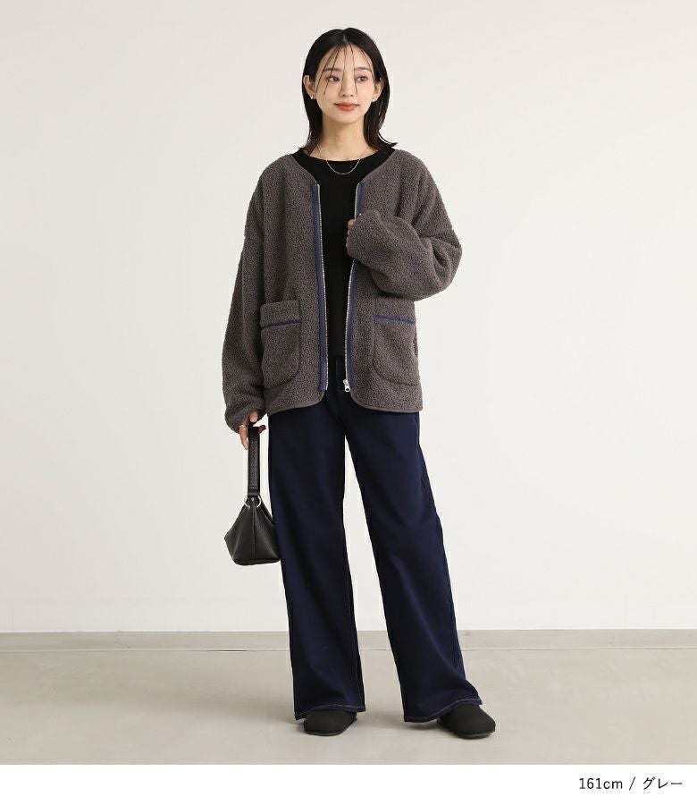 n'OrLABEL裏フリースボアジップカーディガン』