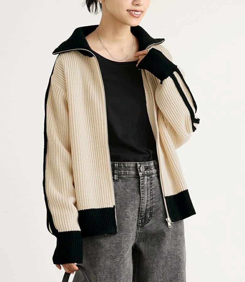 ジップアップニットトラックカーデ』