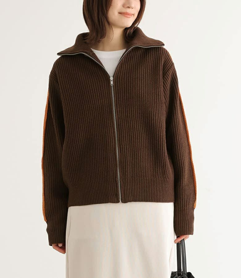 ジップアップニットトラックカーデ』