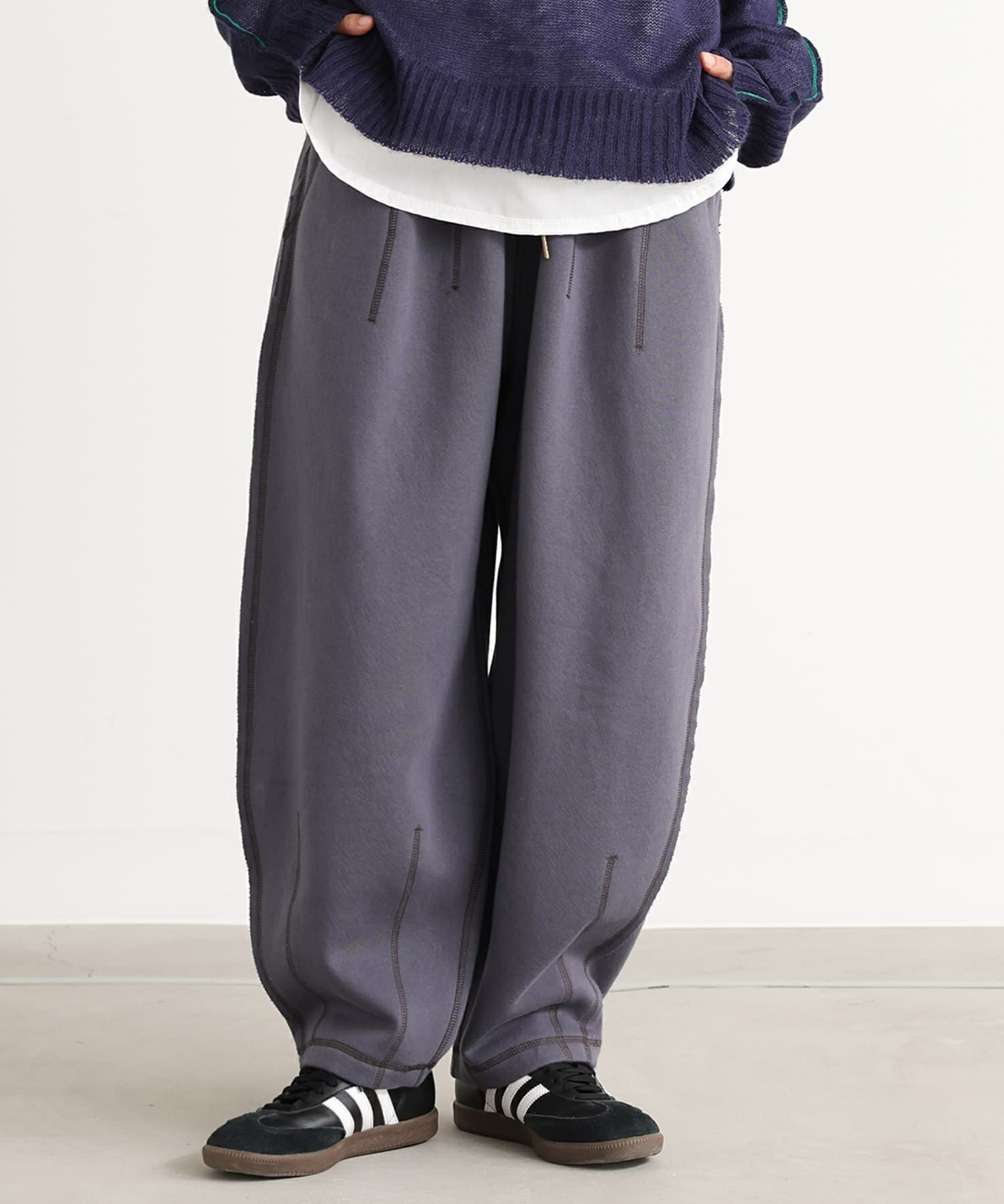 n'OrLABEL裏起毛配色ステッチコクーンパンツ』