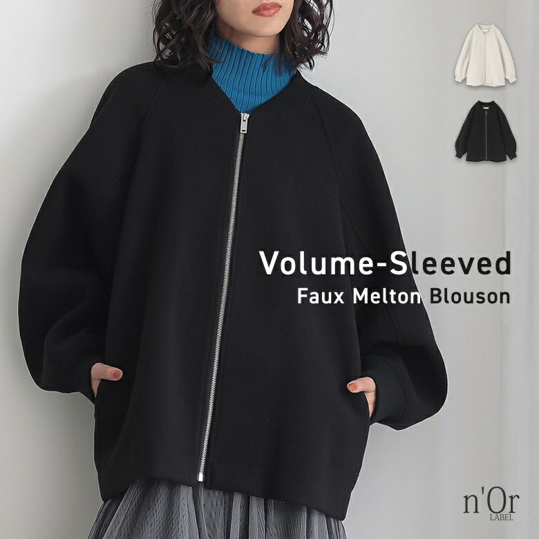 nOrLABEL(ノアールレーベル)フェイクメルトンボリュームスリーブブルゾン