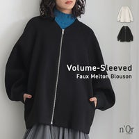 nOrLABEL(ノアールレーベル)フェイクメルトンボリュームスリーブブルゾン