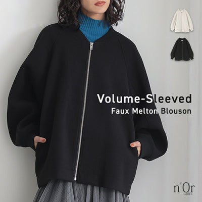 nOrLABEL(ノアールレーベル)フェイクメルトンボリュームスリーブブルゾン