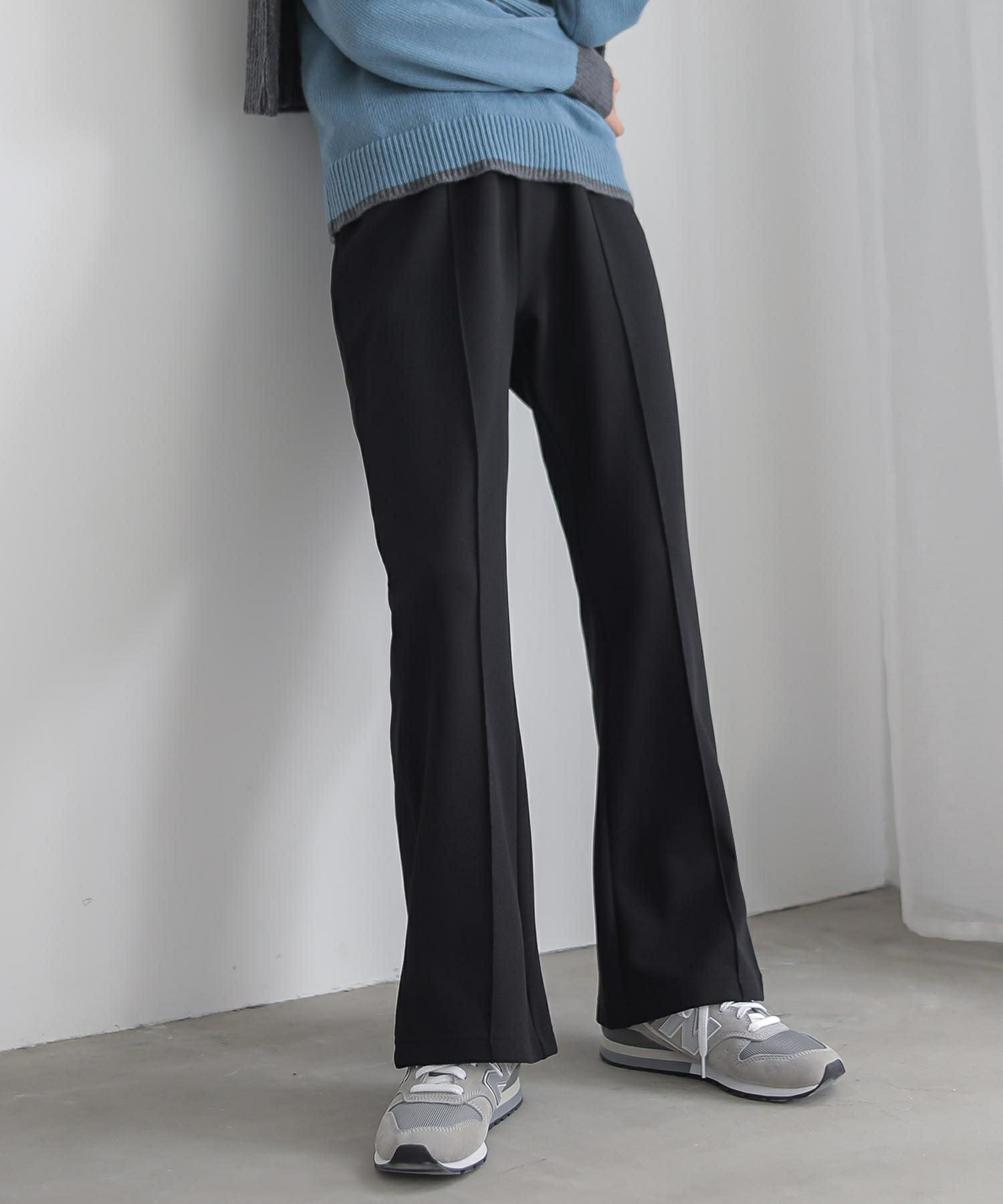 n'OrLABEL裏起毛カットジョーゼットフレアパンツ』