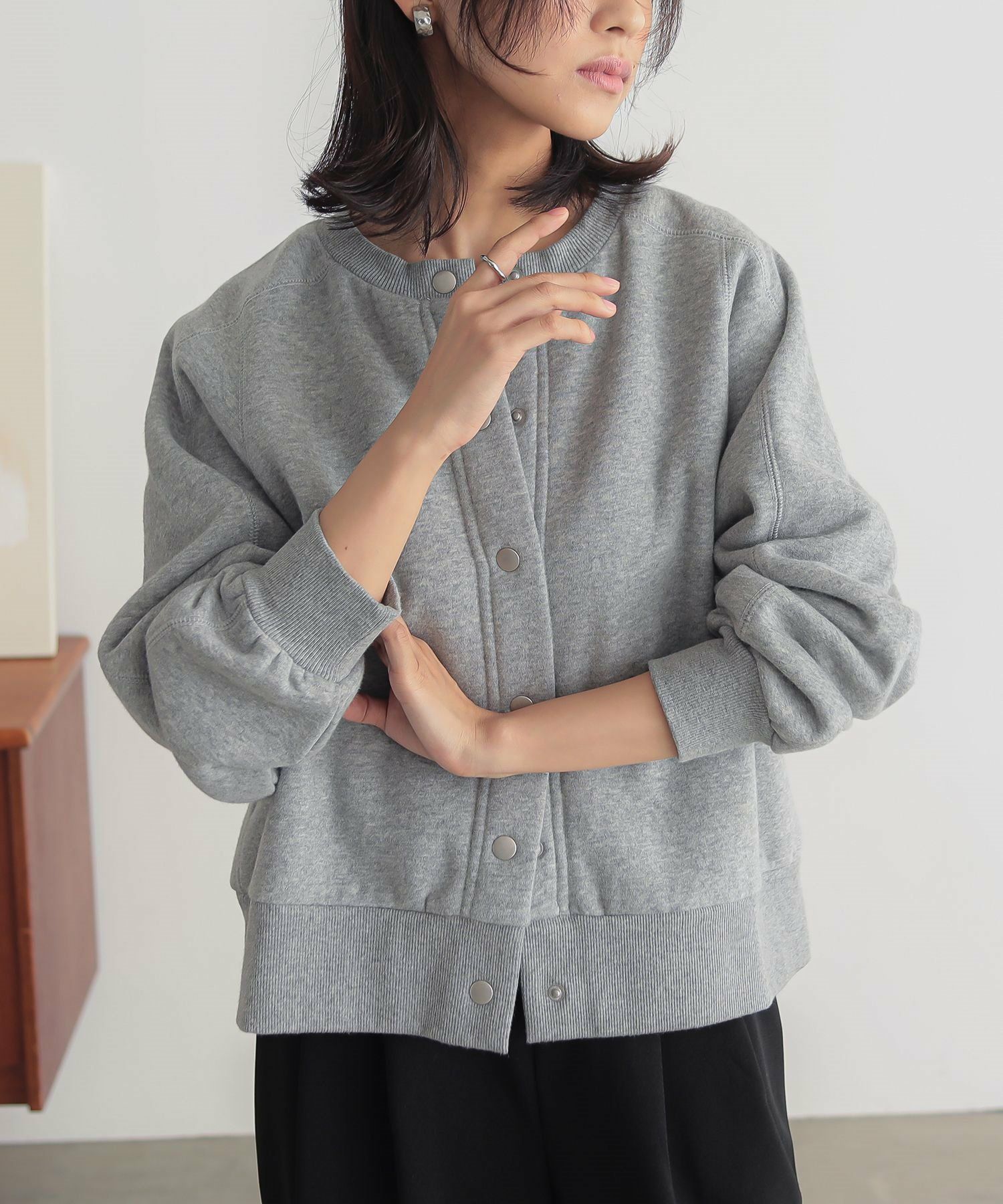 n'OrLABEL裏起毛クルーネックカーディガン』