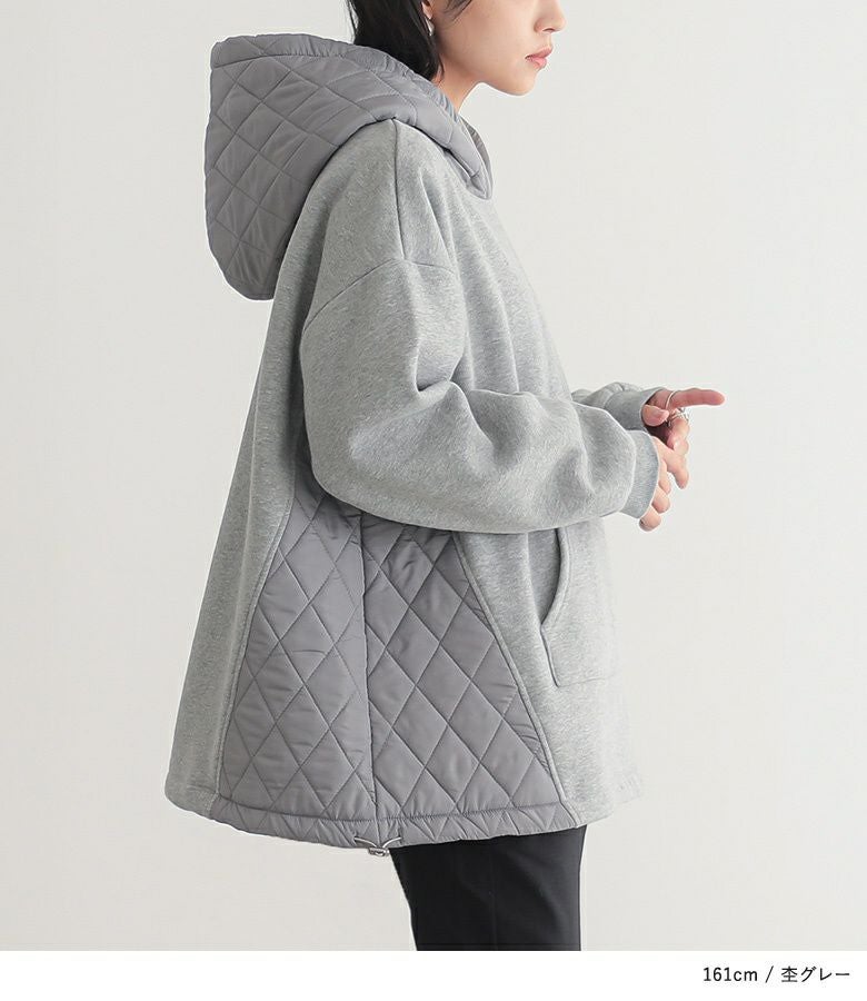 n'OrLABEL裏起毛キルティング切り替えパーカー』