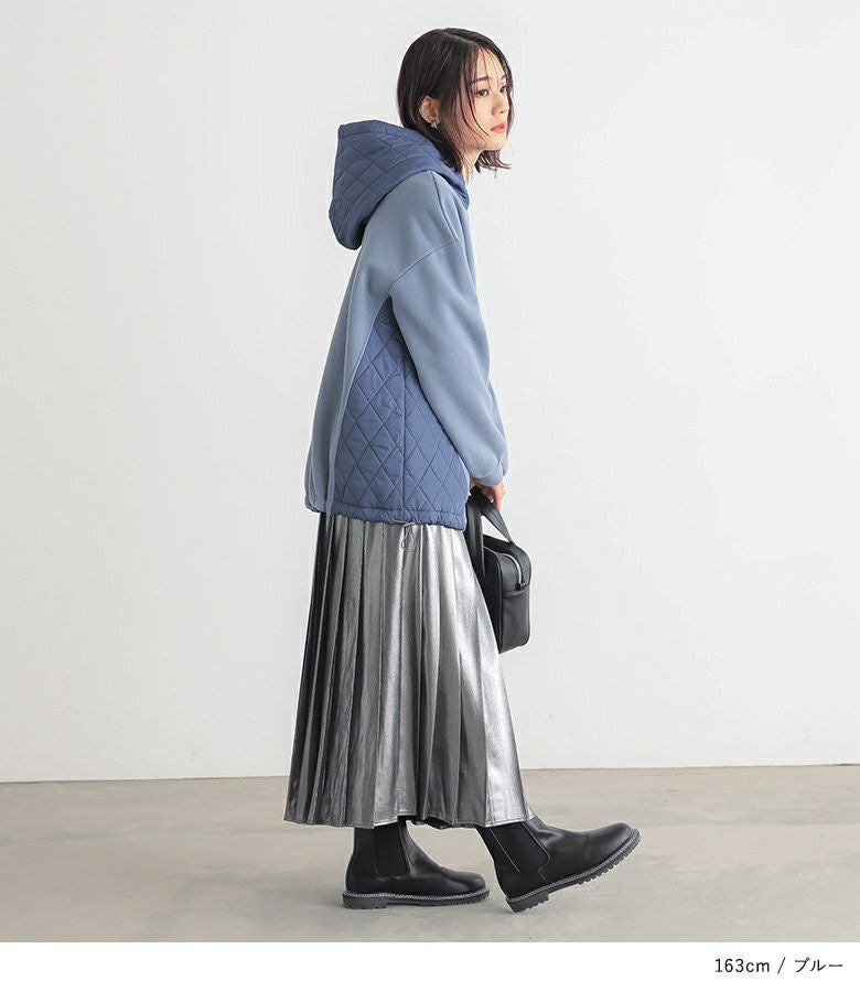 n'OrLABEL裏起毛キルティング切り替えパーカー』