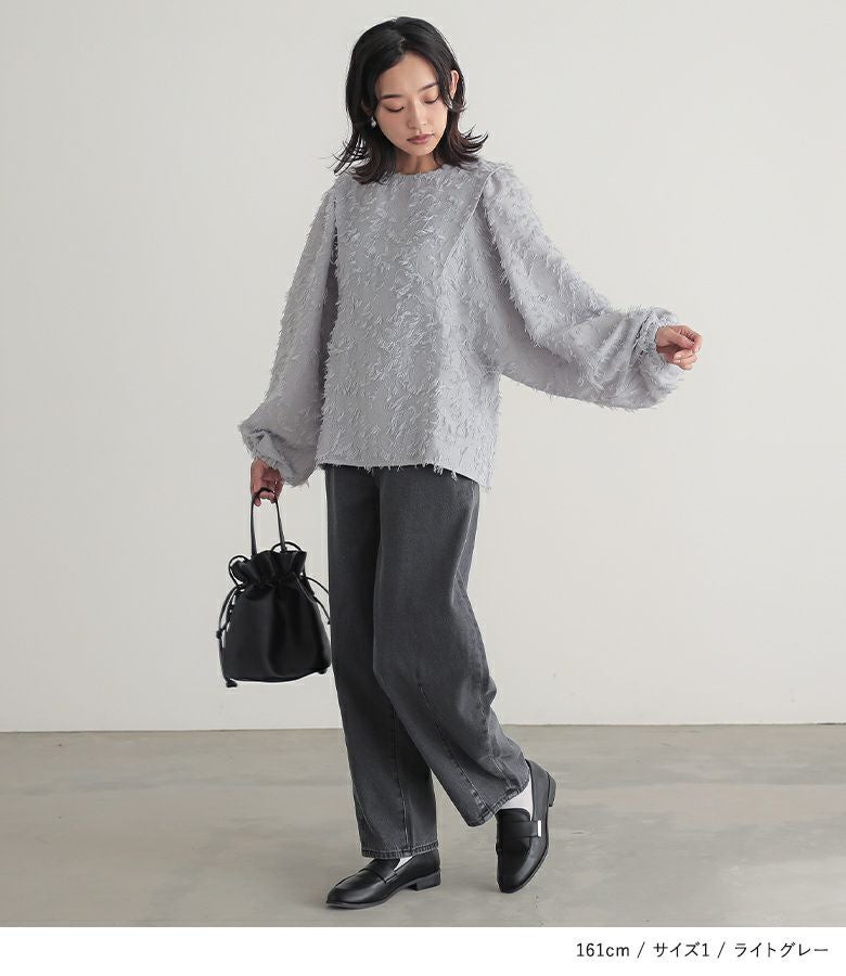 n'OrLABELカットジャカードブラウス』