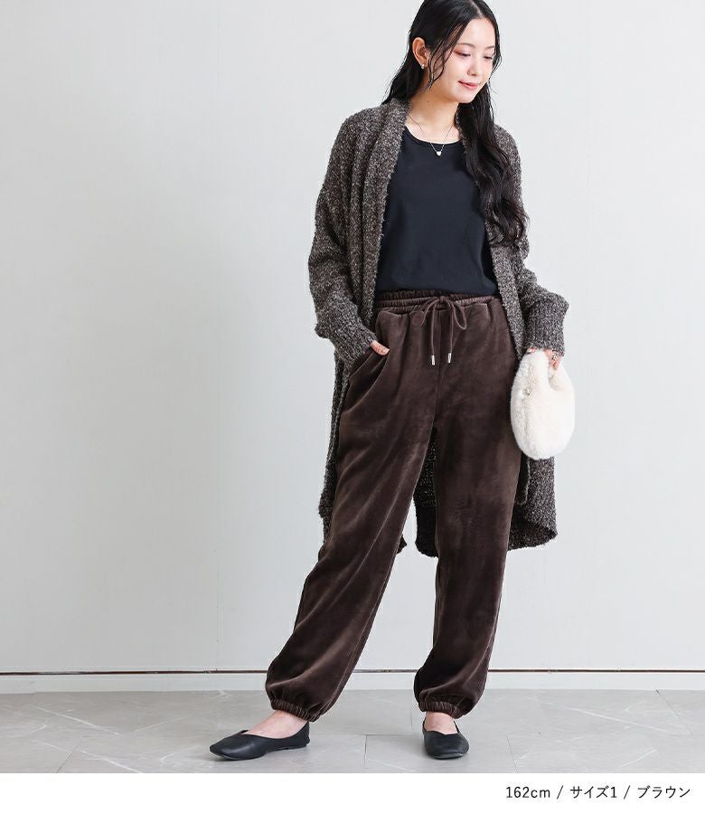 n'OrLABEL細コール裏ベロアジョガーパンツ』