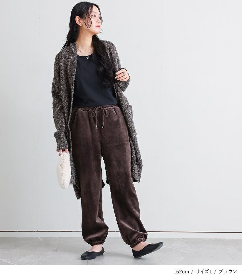 n'OrLABEL細コール裏ベロアジョガーパンツ』