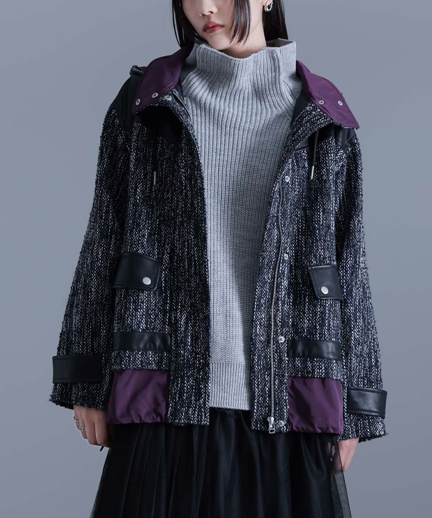 kOhAKU異素材切替ツイードコート』