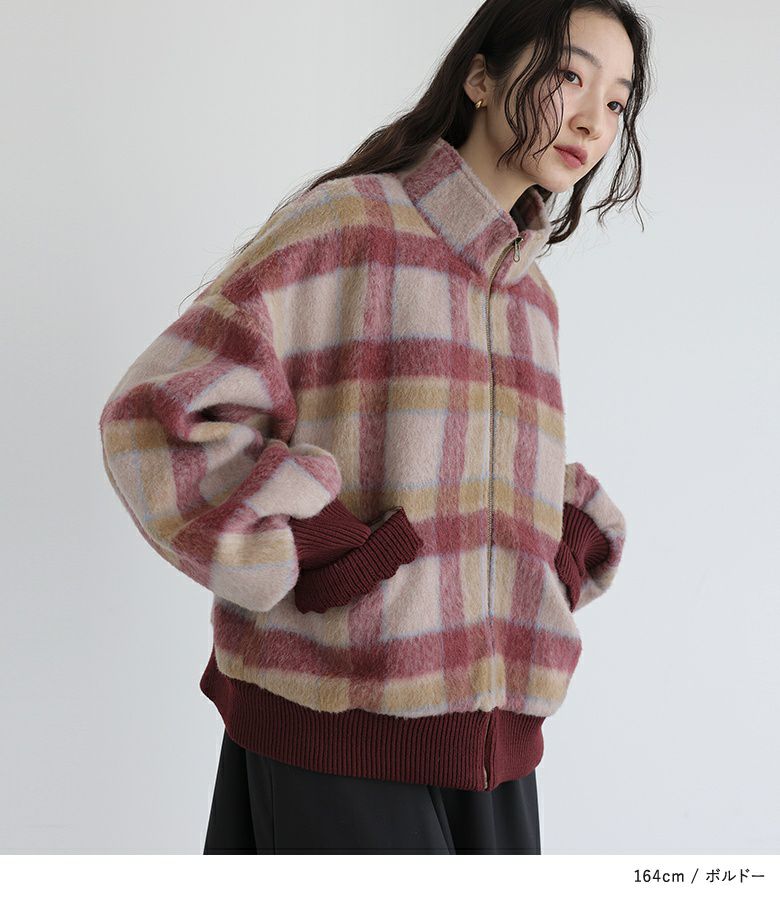 somari imagination起毛チェック柄ショートコート』