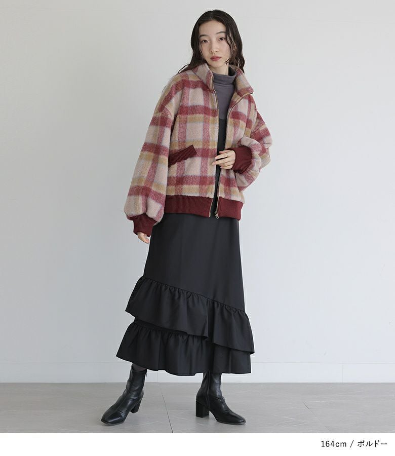somari imagination起毛チェック柄ショートコート』