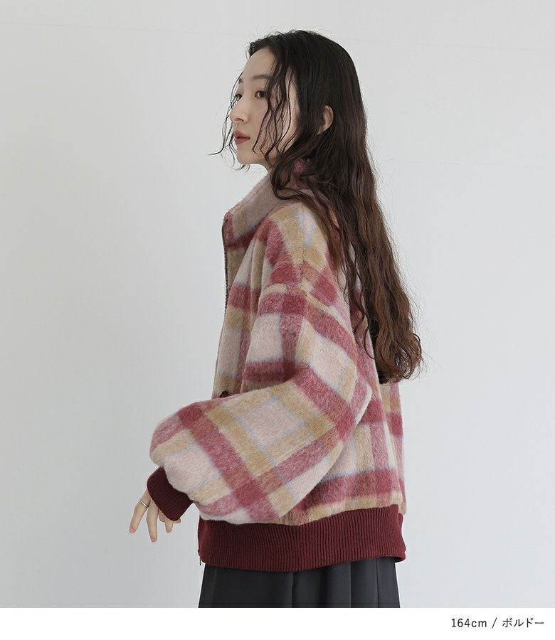 somari imagination起毛チェック柄ショートコート』
