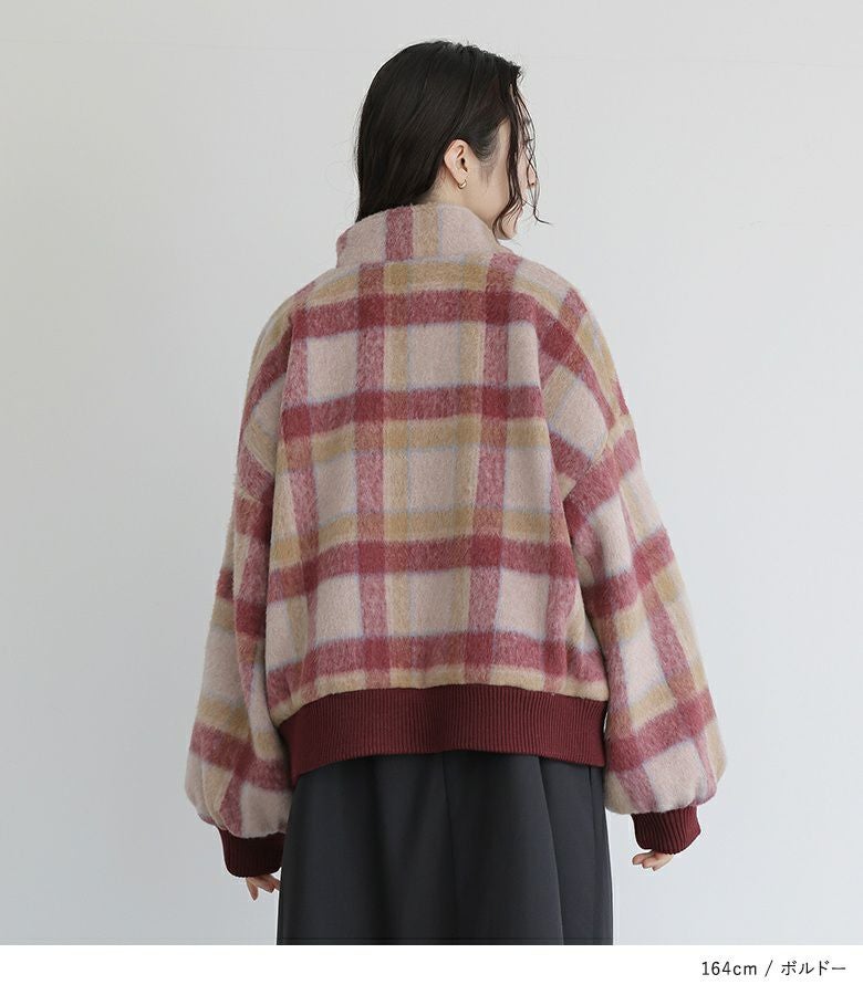 somari imagination起毛チェック柄ショートコート』