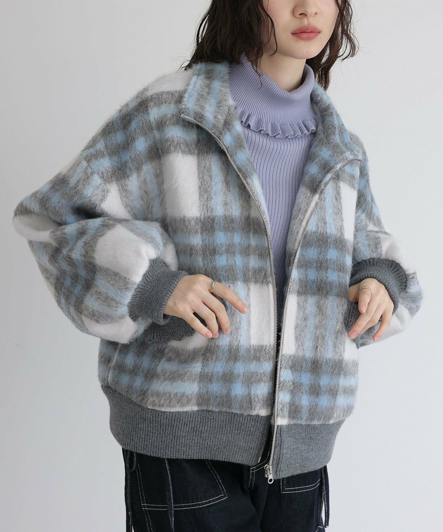 somari imagination起毛チェック柄ショートコート』