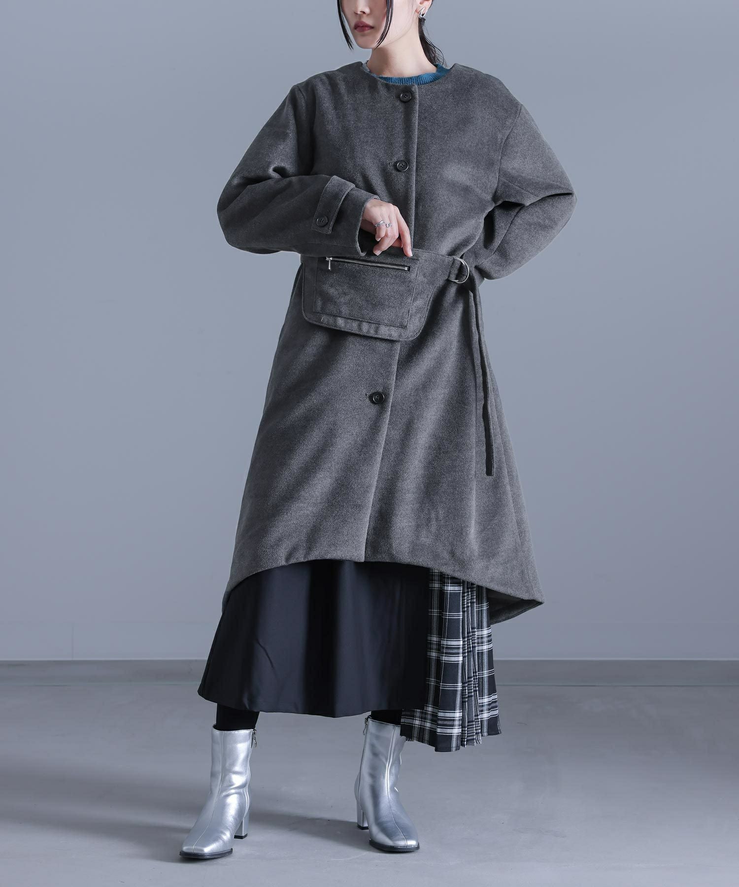 kOhAKUベルトポーチ付きロングコート』