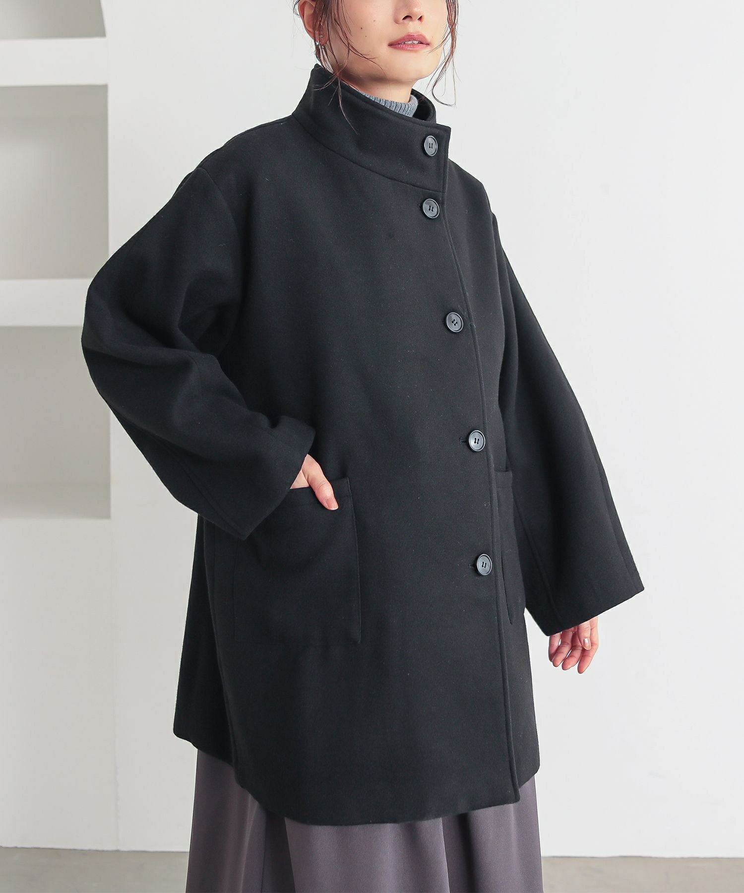 n'OrLABELスタンドカラーコート』