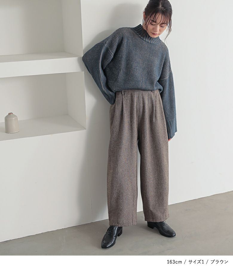n'OrLABELツイードバレルタックパンツ』