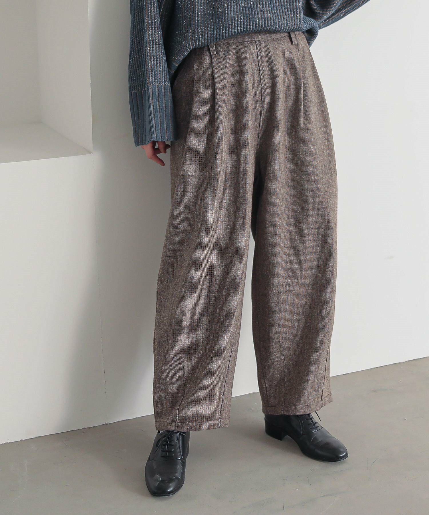 n'OrLABELツイードバレルタックパンツ』