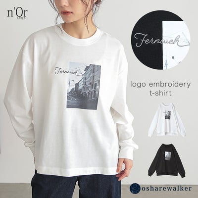 雰囲気を惹き立てるロゴ刺繍フォトTシャツ。雰囲気のあるフォトプリントに手書き風の立体ロゴ刺繍を重ね、デイリースタイルに大人のこなれ感と遊び心を添える優秀ロンTです。