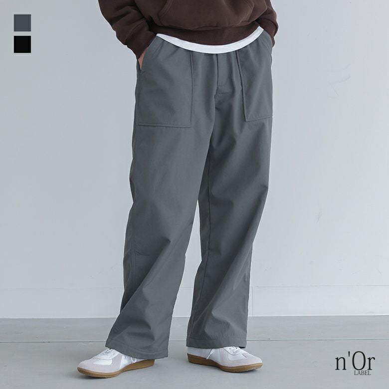 n'OrLABELナイロン裏フリースファティーグパンツ』