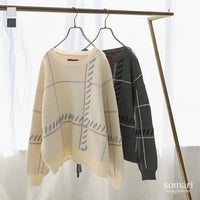 somari imagination(ソマリイマジネーション)ジャカードチェックニットプルオーバー