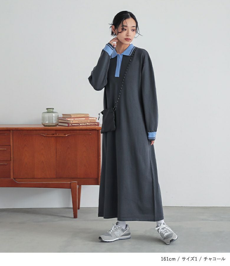 n'OrLABEL配色ラインポロニットワンピース』