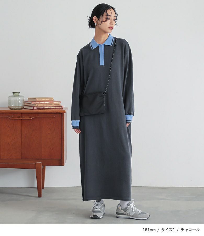 n'OrLABEL配色ラインポロニットワンピース』