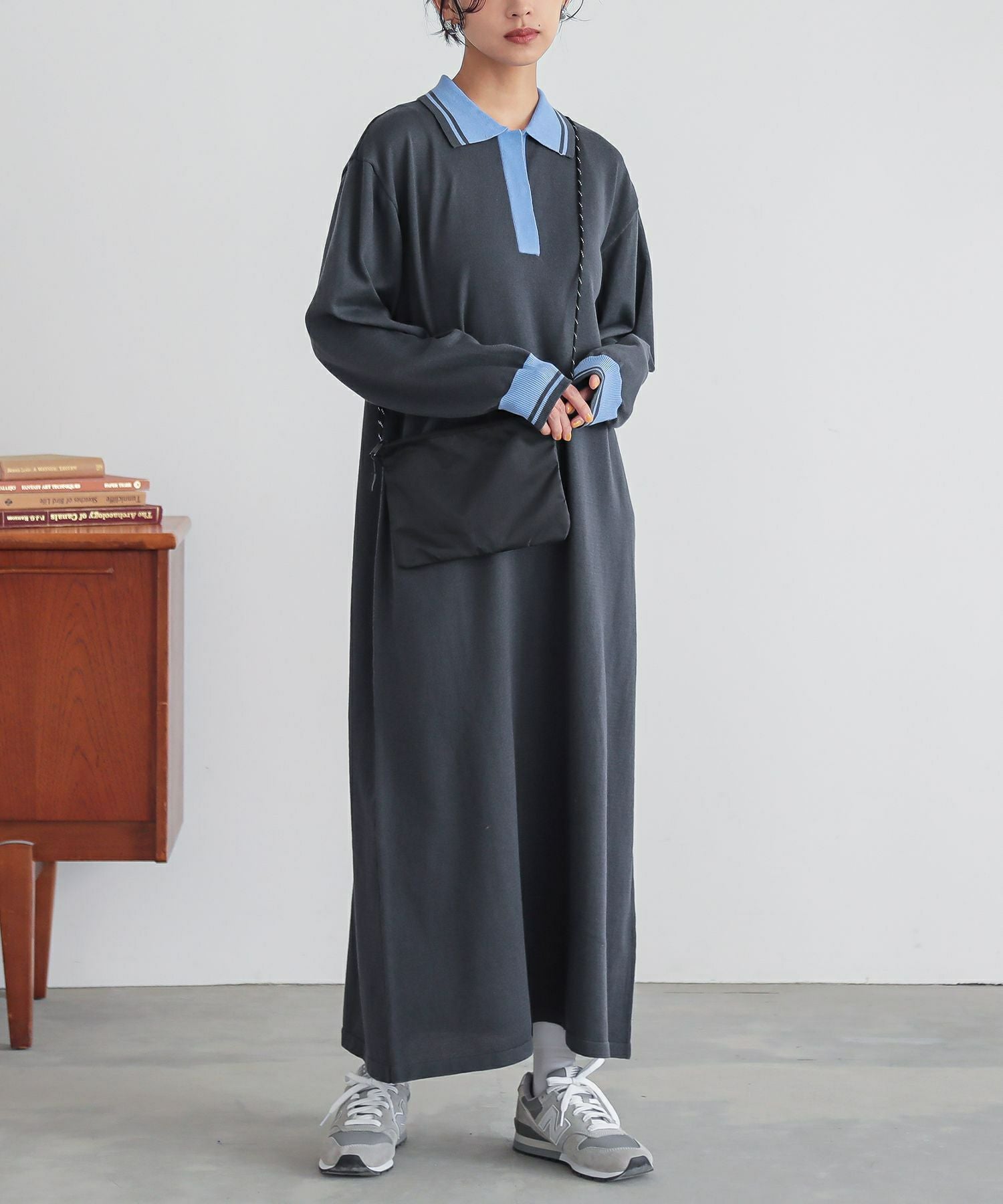 n'OrLABEL配色ラインポロニットワンピース』